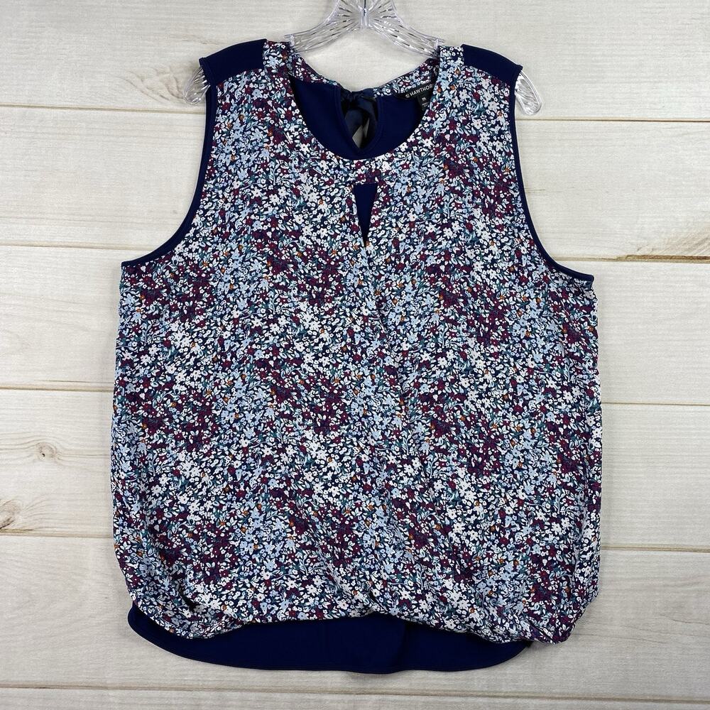 41 Hawthorn Blouse Women’s 2XL Blue Floral Boho Sleeveless Stretch Keyhole